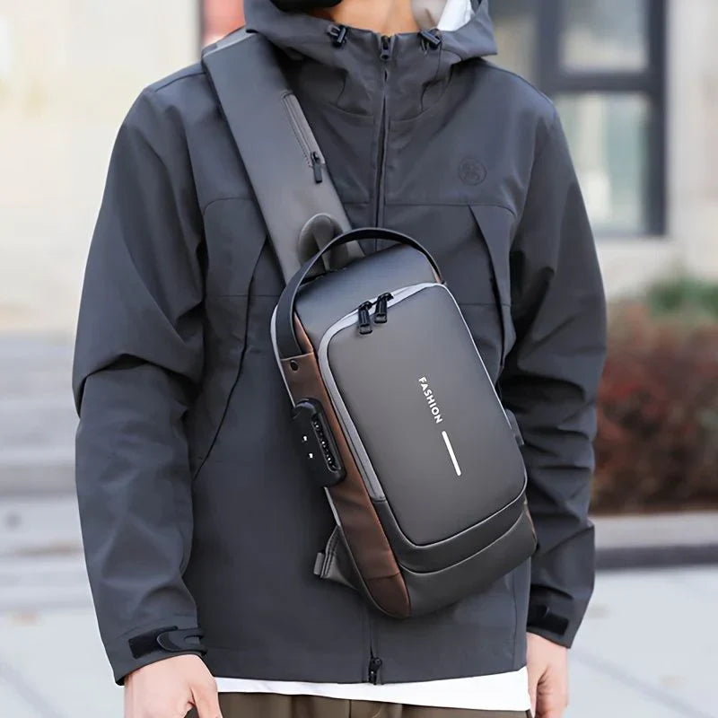 Black | Multifunction Anti-Theft USB Charging Crossbody Shoulder Bag