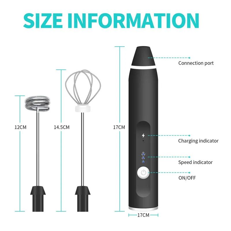 Wireless Milk Frothers Electric Handheld Blender With USB